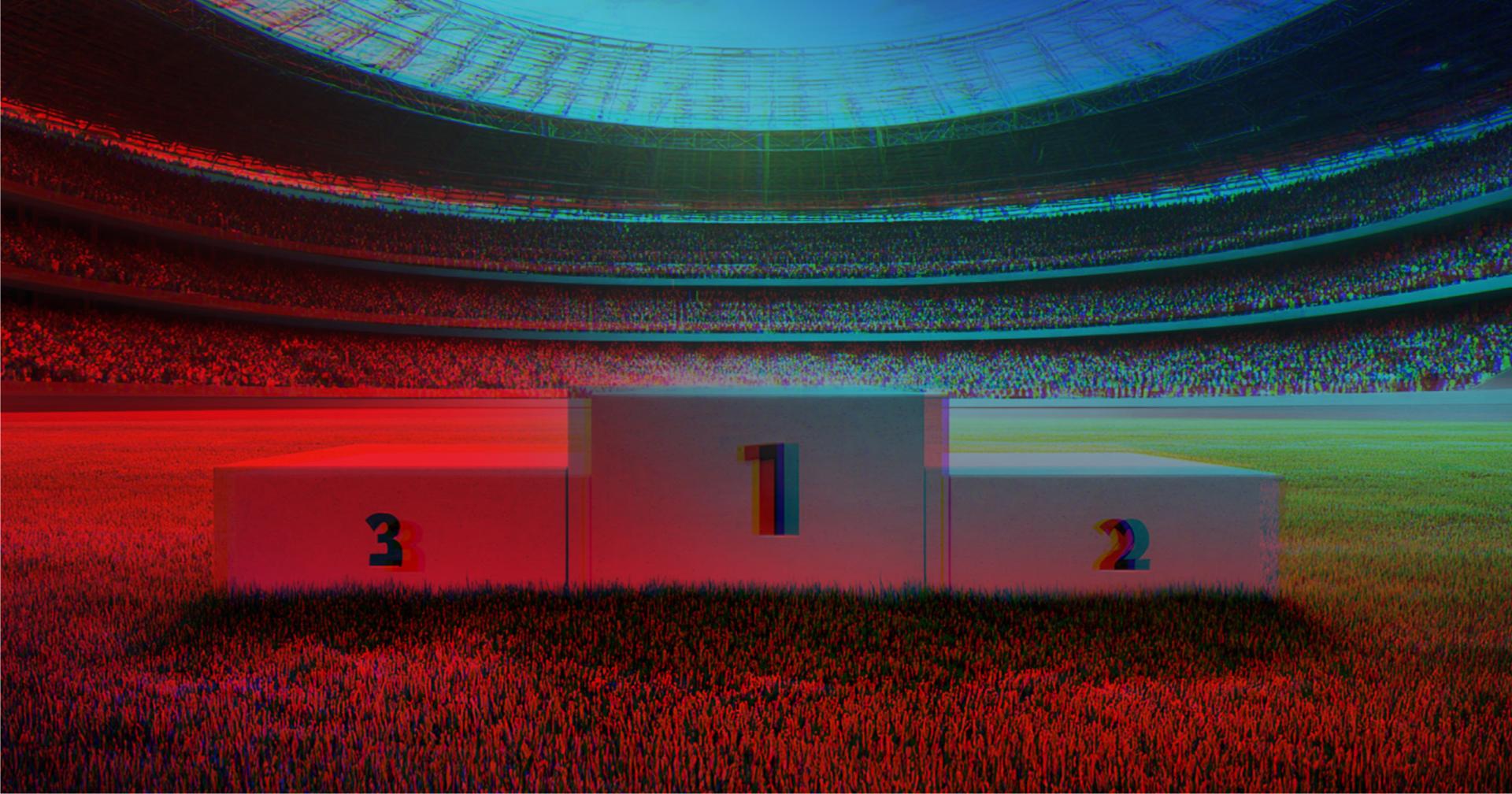 Winnaarspodium in een stadion: een pitch winnen met je presentatie
